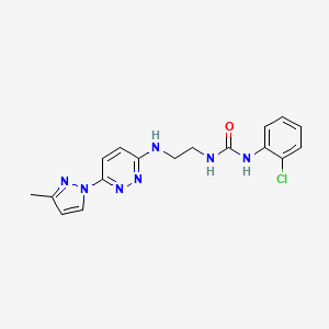 molecular formula C17H18ClN7O B5344123 N-(2-chlorophenyl)-N'-(2-{[6-(3-methyl-1H-pyrazol-1-yl)-3-pyridazinyl]amino}ethyl)urea 