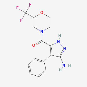 (3-amino-4-phenyl-1H-pyrazol-5-yl)-[2-(trifluoromethyl)morpholin-4-yl]methanone