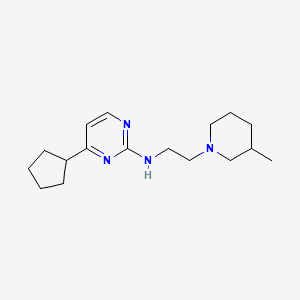 4-cyclopentyl-N-[2-(3-methylpiperidin-1-yl)ethyl]pyrimidin-2-amine