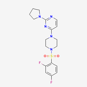 molecular formula C18H21F2N5O2S B5344800 4-{4-[(2,4-difluorophenyl)sulfonyl]-1-piperazinyl}-2-(1-pyrrolidinyl)pyrimidine 