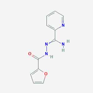 molecular formula C11H10N4O2 B534596 N-[[amino(pyridin-2-yl)methylidene]amino]furan-2-carboxamide 