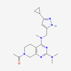 1-[4-[(3-cyclopropyl-1H-pyrazol-5-yl)methyl-methylamino]-2-(dimethylamino)-6,8-dihydro-5H-pyrido[3,4-d]pyrimidin-7-yl]ethanone