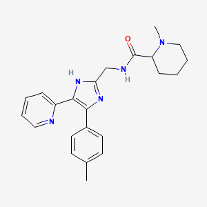 molecular formula C23H27N5O B5346105 1-methyl-N-{[4-(4-methylphenyl)-5-pyridin-2-yl-1H-imidazol-2-yl]methyl}piperidine-2-carboxamide 