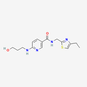 N-[(4-ethyl-1,3-thiazol-2-yl)methyl]-6-[(3-hydroxypropyl)amino]nicotinamide