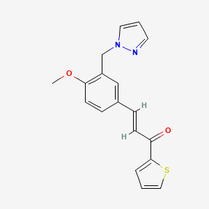 3-[4-methoxy-3-(1H-pyrazol-1-ylmethyl)phenyl]-1-(2-thienyl)-2-propen-1-one