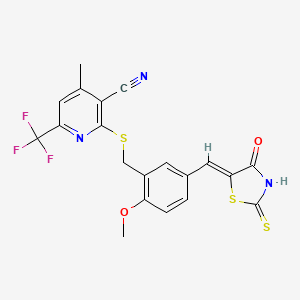 2-({2-methoxy-5-[(4-oxo-2-thioxo-1,3-thiazolidin-5-ylidene)methyl]benzyl}thio)-4-methyl-6-(trifluoromethyl)nicotinonitrile