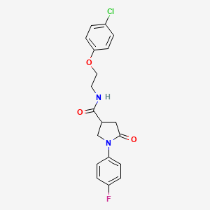 molecular formula C19H18ClFN2O3 B5348997 N-[2-(4-chlorophenoxy)ethyl]-1-(4-fluorophenyl)-5-oxo-3-pyrrolidinecarboxamide 