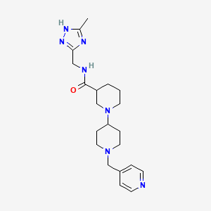 molecular formula C21H31N7O B5349262 N-[(5-methyl-1H-1,2,4-triazol-3-yl)methyl]-1'-(pyridin-4-ylmethyl)-1,4'-bipiperidine-3-carboxamide 