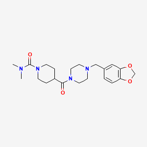 molecular formula C21H30N4O4 B5349418 4-{[4-(1,3-benzodioxol-5-ylmethyl)-1-piperazinyl]carbonyl}-N,N-dimethyl-1-piperidinecarboxamide 