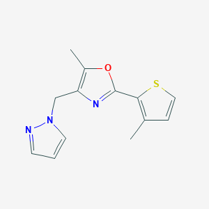 molecular formula C13H13N3OS B5349427 5-methyl-2-(3-methyl-2-thienyl)-4-(1H-pyrazol-1-ylmethyl)-1,3-oxazole 