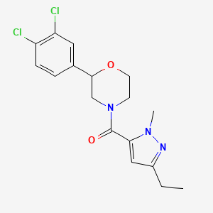 molecular formula C17H19Cl2N3O2 B5349512 2-(3,4-dichlorophenyl)-4-[(3-ethyl-1-methyl-1H-pyrazol-5-yl)carbonyl]morpholine 