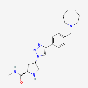 molecular formula C21H30N6O B5349558 (4S)-4-{4-[4-(1-azepanylmethyl)phenyl]-1H-1,2,3-triazol-1-yl}-N-methyl-L-prolinamide dihydrochloride 