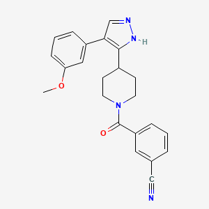 molecular formula C23H22N4O2 B5349585 3-({4-[4-(3-methoxyphenyl)-1H-pyrazol-5-yl]piperidin-1-yl}carbonyl)benzonitrile 