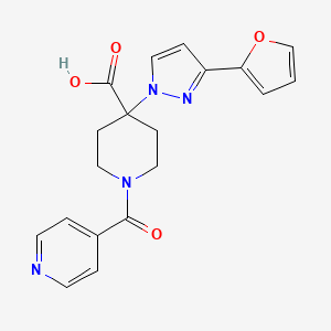 molecular formula C19H18N4O4 B5349613 4-[3-(2-furyl)-1H-pyrazol-1-yl]-1-isonicotinoylpiperidine-4-carboxylic acid 