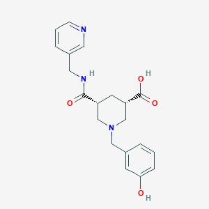 molecular formula C20H23N3O4 B5349620 (3S*,5R*)-1-(3-hydroxybenzyl)-5-{[(3-pyridinylmethyl)amino]carbonyl}-3-piperidinecarboxylic acid 