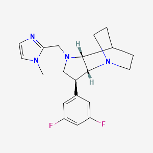 molecular formula C20H24F2N4 B5349634 (2R*,3S*,6R*)-3-(3,5-difluorophenyl)-5-[(1-methyl-1H-imidazol-2-yl)methyl]-1,5-diazatricyclo[5.2.2.0~2,6~]undecane 