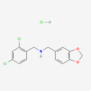 molecular formula C15H14Cl3NO2 B5349652 1-(1,3-benzodioxol-5-yl)-N-[(2,4-dichlorophenyl)methyl]methanamine;hydrochloride 