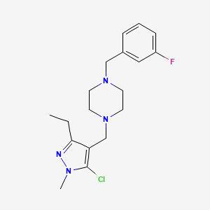 molecular formula C18H24ClFN4 B5349694 1-[(5-chloro-3-ethyl-1-methyl-1H-pyrazol-4-yl)methyl]-4-(3-fluorobenzyl)piperazine 