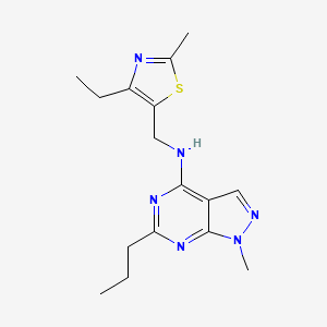 molecular formula C16H22N6S B5349695 N-[(4-ethyl-2-methyl-1,3-thiazol-5-yl)methyl]-1-methyl-6-propyl-1H-pyrazolo[3,4-d]pyrimidin-4-amine 