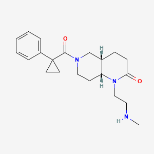 molecular formula C21H29N3O2 B5349735 rel-(4aS,8aR)-1-[2-(methylamino)ethyl]-6-[(1-phenylcyclopropyl)carbonyl]octahydro-1,6-naphthyridin-2(1H)-one hydrochloride 