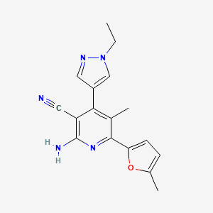 2-amino-4-(1-ethyl-1H-pyrazol-4-yl)-5-methyl-6-(5-methyl-2-furyl)nicotinonitrile