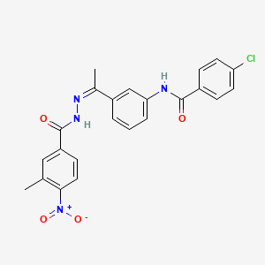 4-chloro-N-{3-[N-(3-methyl-4-nitrobenzoyl)ethanehydrazonoyl]phenyl}benzamide