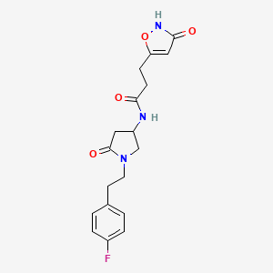 molecular formula C18H20FN3O4 B5349910 N-{1-[2-(4-fluorophenyl)ethyl]-5-oxopyrrolidin-3-yl}-3-(3-hydroxyisoxazol-5-yl)propanamide 