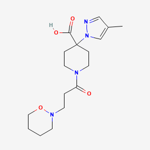 4-(4-methyl-1H-pyrazol-1-yl)-1-[3-(1,2-oxazinan-2-yl)propanoyl]piperidine-4-carboxylic acid