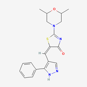 2-(2,6-dimethyl-4-morpholinyl)-5-[(3-phenyl-1H-pyrazol-4-yl)methylene]-1,3-thiazol-4(5H)-one