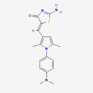 molecular formula C18H20N4OS B5350032 5-({1-[4-(dimethylamino)phenyl]-2,5-dimethyl-1H-pyrrol-3-yl}methylene)-2-imino-1,3-thiazolidin-4-one 