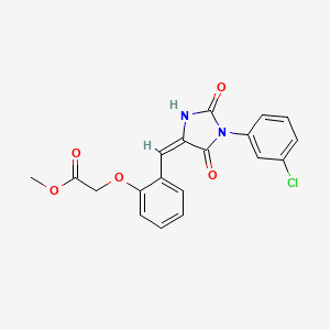 molecular formula C19H15ClN2O5 B5350041 methyl (2-{[1-(3-chlorophenyl)-2,5-dioxo-4-imidazolidinylidene]methyl}phenoxy)acetate 