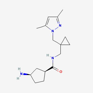 (1S,3R)-3-amino-N-[[1-[(3,5-dimethylpyrazol-1-yl)methyl]cyclopropyl]methyl]cyclopentane-1-carboxamide