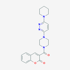 molecular formula C23H25N5O3 B5350344 3-({4-[6-(1-piperidinyl)-3-pyridazinyl]-1-piperazinyl}carbonyl)-2H-chromen-2-one 