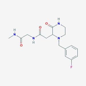 molecular formula C16H21FN4O3 B5350405 N~2~-{[1-(3-fluorobenzyl)-3-oxo-2-piperazinyl]acetyl}-N~1~-methylglycinamide 