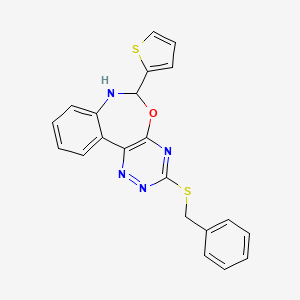 molecular formula C21H16N4OS2 B5350465 3-(Benzylsulfanyl)-6-(2-thienyl)-6,7-dihydro[1,2,4]triazino[5,6-D][3,1]benzoxazepine 