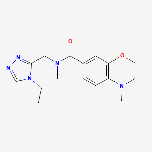 molecular formula C16H21N5O2 B5350491 N-[(4-ethyl-4H-1,2,4-triazol-3-yl)methyl]-N,4-dimethyl-3,4-dihydro-2H-1,4-benzoxazine-7-carboxamide 