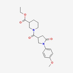 molecular formula C20H26N2O5 B5350505 ethyl 1-[1-(4-methoxyphenyl)-5-oxopyrrolidine-3-carbonyl]piperidine-3-carboxylate 