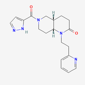 molecular formula C19H23N5O2 B5350579 (4aS*,8aR*)-6-(1H-pyrazol-3-ylcarbonyl)-1-(2-pyridin-2-ylethyl)octahydro-1,6-naphthyridin-2(1H)-one 