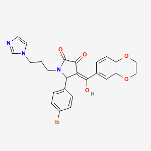 molecular formula C25H22BrN3O5 B5350591 5-(4-bromophenyl)-4-(2,3-dihydro-1,4-benzodioxin-6-ylcarbonyl)-3-hydroxy-1-[3-(1H-imidazol-1-yl)propyl]-1,5-dihydro-2H-pyrrol-2-one 