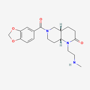 molecular formula C19H25N3O4 B5350627 rel-(4aS,8aR)-6-(1,3-benzodioxol-5-ylcarbonyl)-1-[2-(methylamino)ethyl]octahydro-1,6-naphthyridin-2(1H)-one hydrochloride 