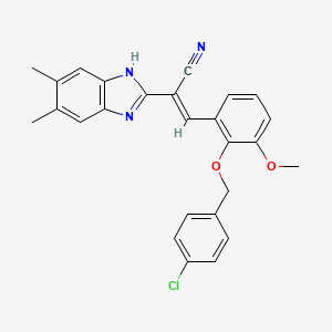 molecular formula C26H22ClN3O2 B5350653 (2E)-3-{2-[(4-chlorobenzyl)oxy]-3-methoxyphenyl}-2-(5,6-dimethyl-1H-benzimidazol-2-yl)prop-2-enenitrile 