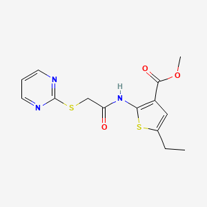 molecular formula C14H15N3O3S2 B5350660 methyl 5-ethyl-2-{[(2-pyrimidinylthio)acetyl]amino}-3-thiophenecarboxylate 