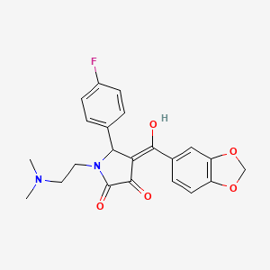 molecular formula C22H21FN2O5 B5350703 4-(1,3-benzodioxol-5-ylcarbonyl)-1-[2-(dimethylamino)ethyl]-5-(4-fluorophenyl)-3-hydroxy-1,5-dihydro-2H-pyrrol-2-one 