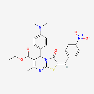 molecular formula C25H24N4O5S B5350741 ethyl 5-[4-(dimethylamino)phenyl]-7-methyl-2-(4-nitrobenzylidene)-3-oxo-2,3-dihydro-5H-[1,3]thiazolo[3,2-a]pyrimidine-6-carboxylate 