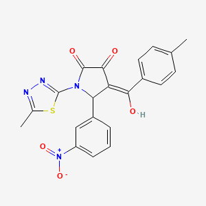 molecular formula C21H16N4O5S B5350828 3-hydroxy-4-(4-methylbenzoyl)-1-(5-methyl-1,3,4-thiadiazol-2-yl)-5-(3-nitrophenyl)-1,5-dihydro-2H-pyrrol-2-one 