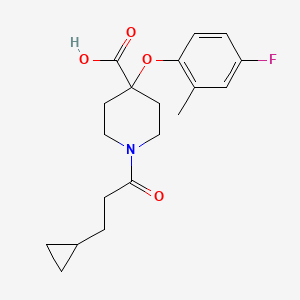 1-(3-cyclopropylpropanoyl)-4-(4-fluoro-2-methylphenoxy)piperidine-4-carboxylic acid