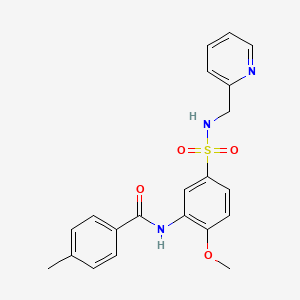 molecular formula C21H21N3O4S B5350913 N-(2-methoxy-5-{[(2-pyridinylmethyl)amino]sulfonyl}phenyl)-4-methylbenzamide 