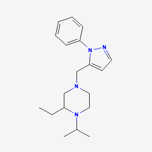 molecular formula C19H28N4 B5351033 2-ethyl-1-isopropyl-4-[(1-phenyl-1H-pyrazol-5-yl)methyl]piperazine 