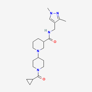 molecular formula C21H33N5O2 B5351039 1'-(cyclopropylcarbonyl)-N-[(1,3-dimethyl-1H-pyrazol-4-yl)methyl]-1,4'-bipiperidine-3-carboxamide 