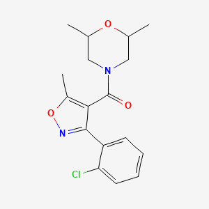 molecular formula C17H19ClN2O3 B5351225 4-[3-(2-CHLOROPHENYL)-5-METHYL-1,2-OXAZOLE-4-CARBONYL]-2,6-DIMETHYLMORPHOLINE 